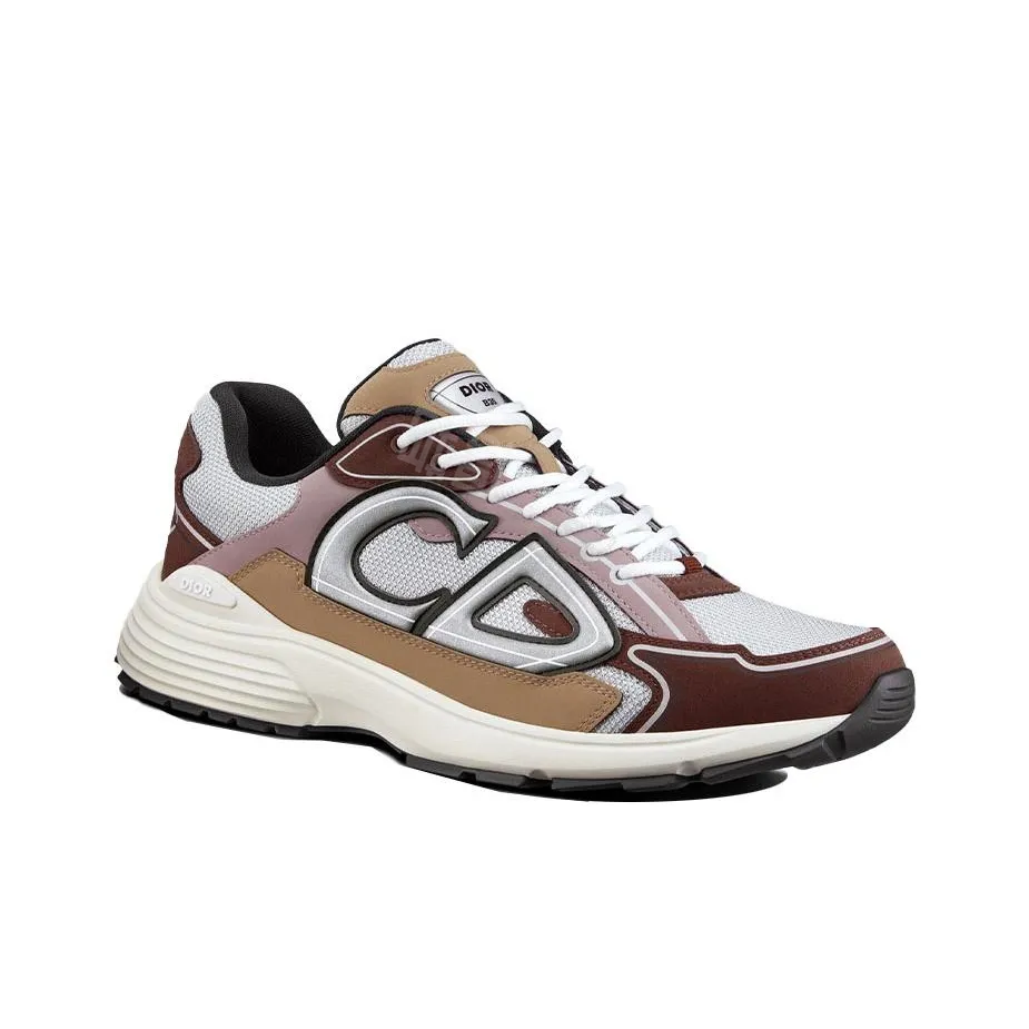 DIOR B30 CD Shoe Fabric Lace-Up Low-Top Running Sneaker Unisex Casual Shoe – White and Brown