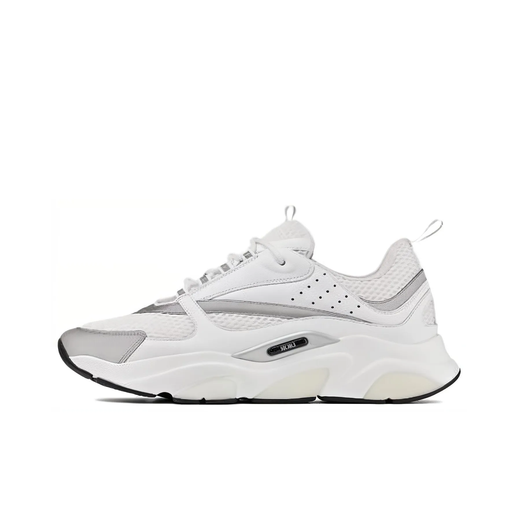 DIOR B22 Leather & Textile Shock-Absorbing Non-Slip Wear-Resistant Casual Sneakers for Men – White Silver