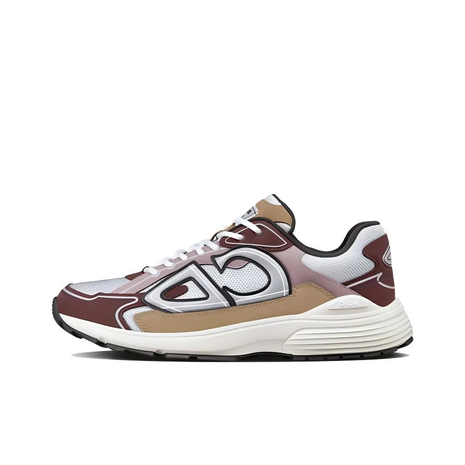 DIOR B30 CD Shoe Fabric Lace-Up Low-Top Running Sneaker Unisex Casual Shoe – White and Brown