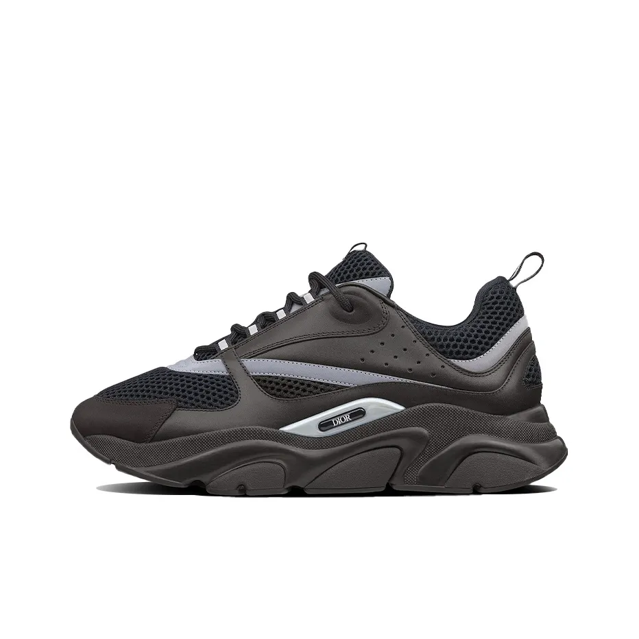 DIOR B22 Men’s Casual Sneakers – Black | Leather & Mesh Upper, Shock-Absorbing, Non-Slip, Durable
