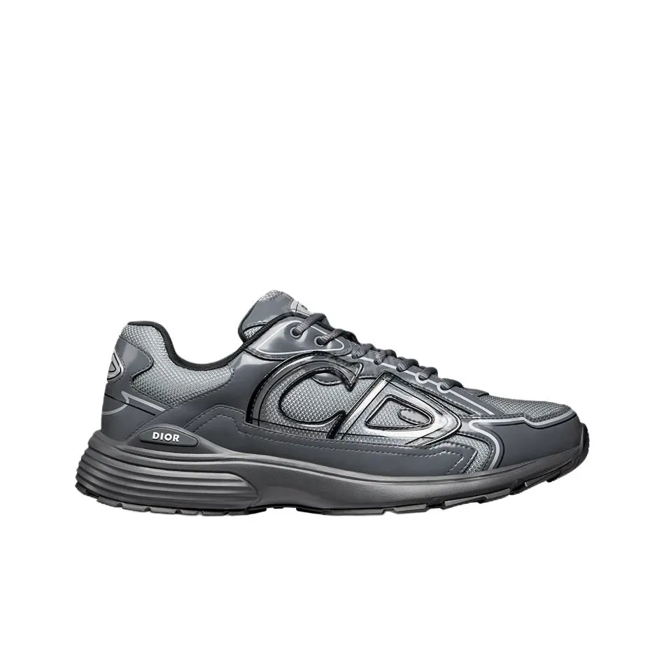 DIOR B30 CD Round-Toe Lace-Up Low-Top Casual Sneaker for Men – Grey