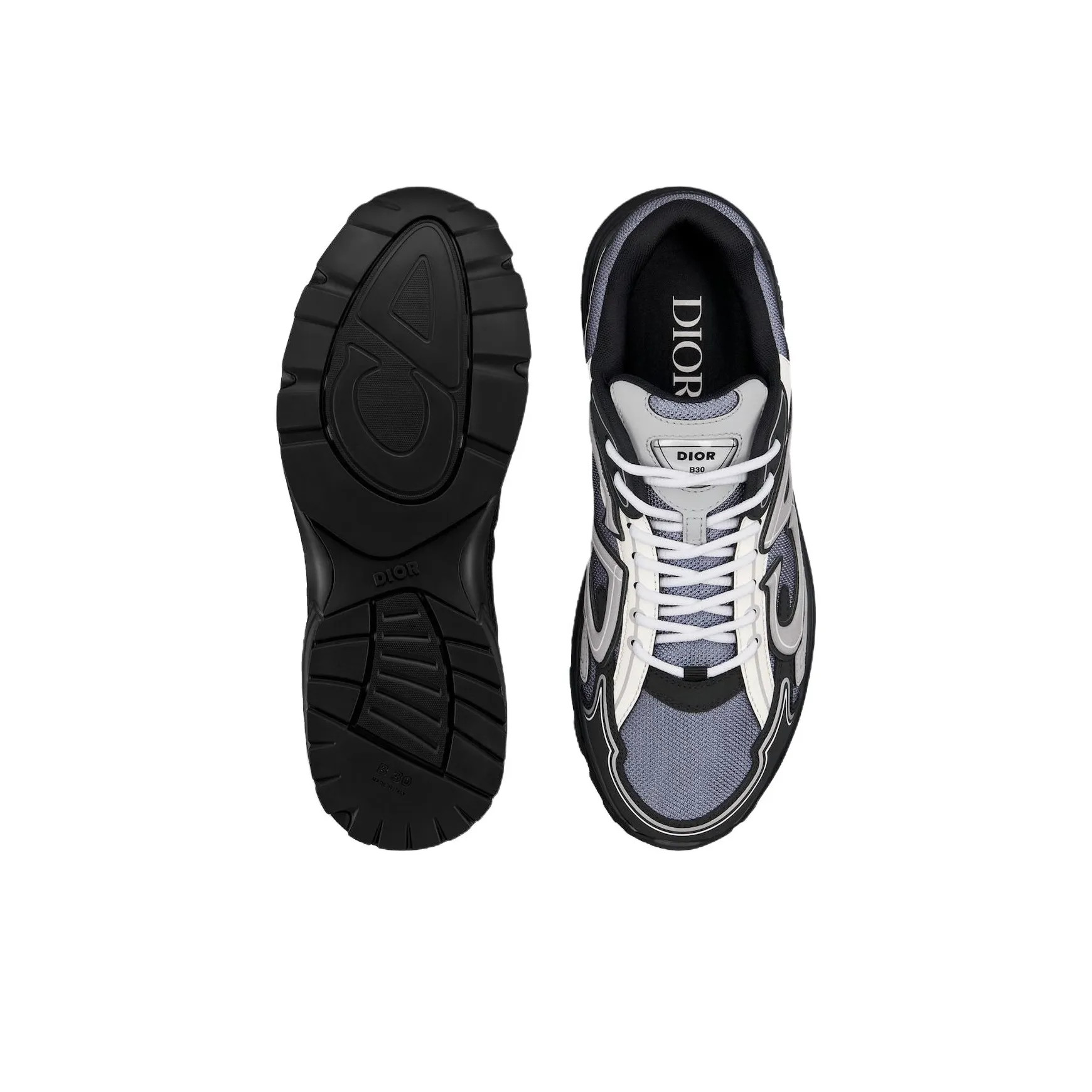 DIOR B30 Mesh Round-Toe Lace-Up Low-Top Casual Sneaker with Side Letter Logo for Men – Blue