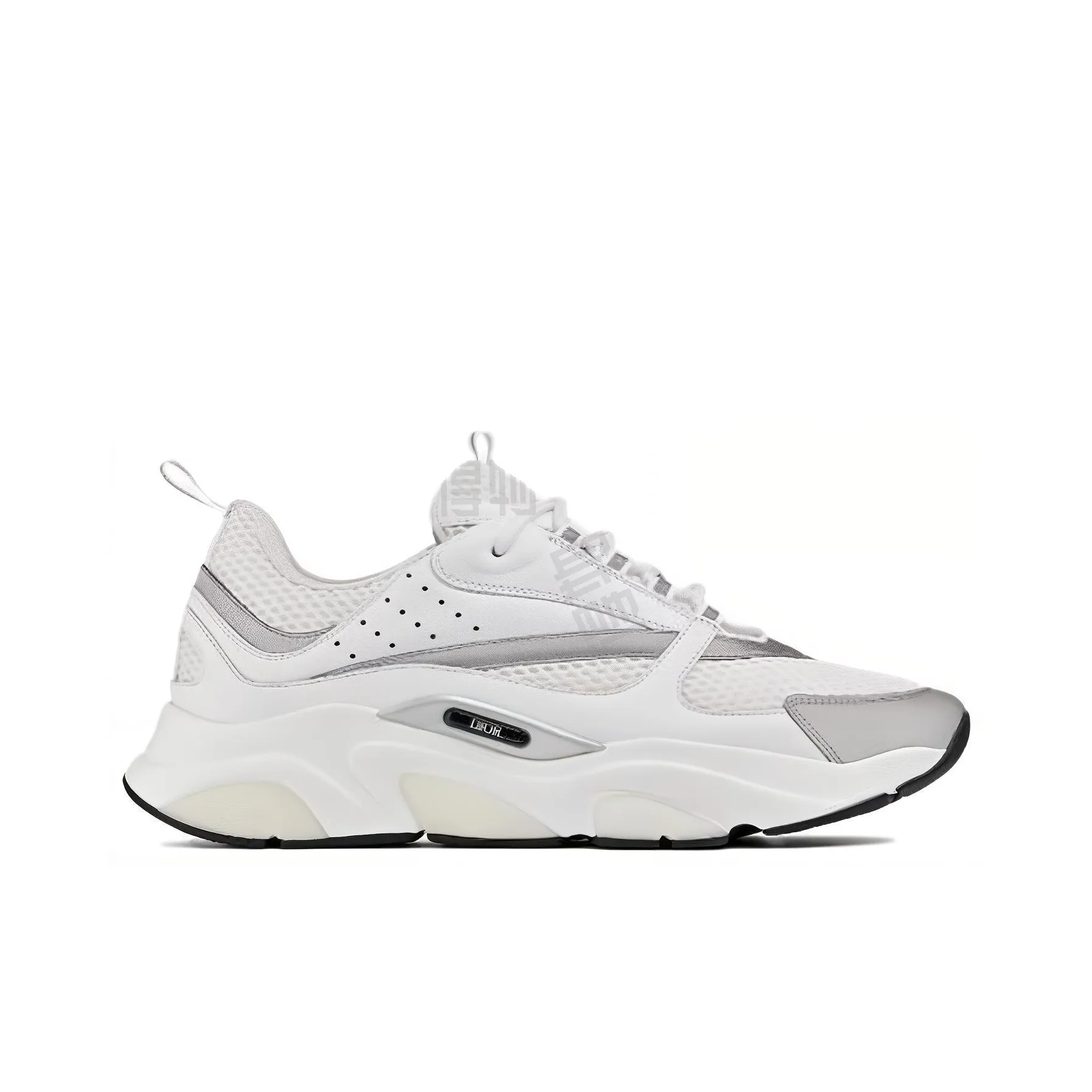 DIOR B22 Leather & Textile Shock-Absorbing Non-Slip Wear-Resistant Casual Sneakers for Men – White Silver