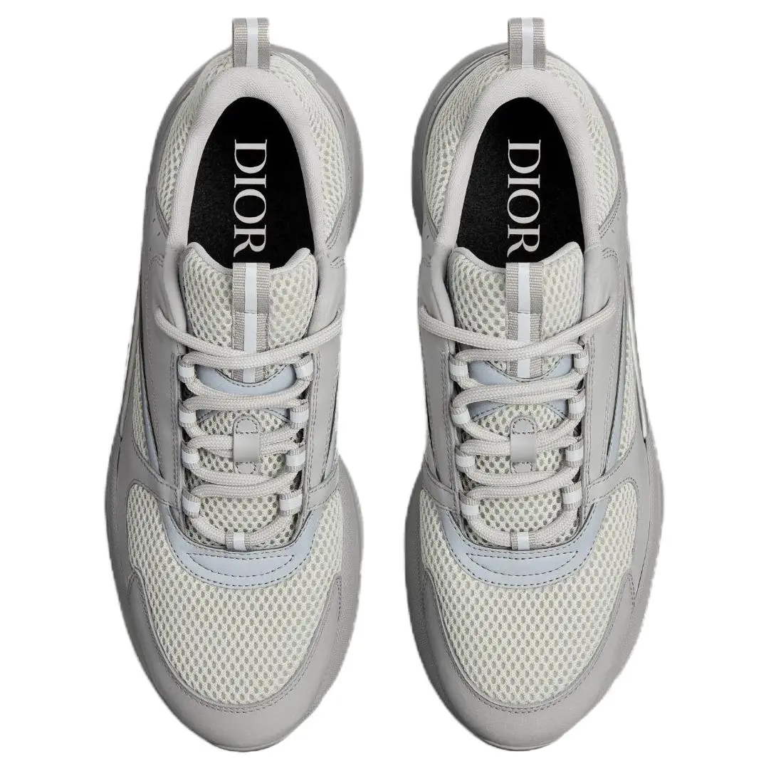 DIOR B22 Leather & Textile Shock-Absorbing Non-Slip Wear-Resistant Casual Sneakers for Men – Gray