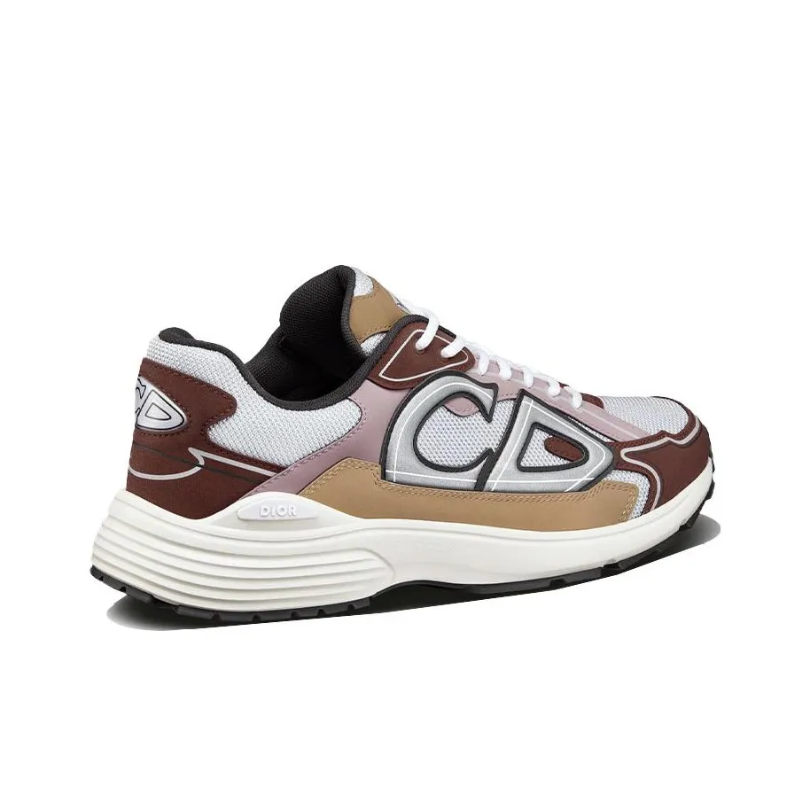 DIOR B30 CD Shoe Fabric Lace-Up Low-Top Running Sneaker Unisex Casual Shoe – White and Brown