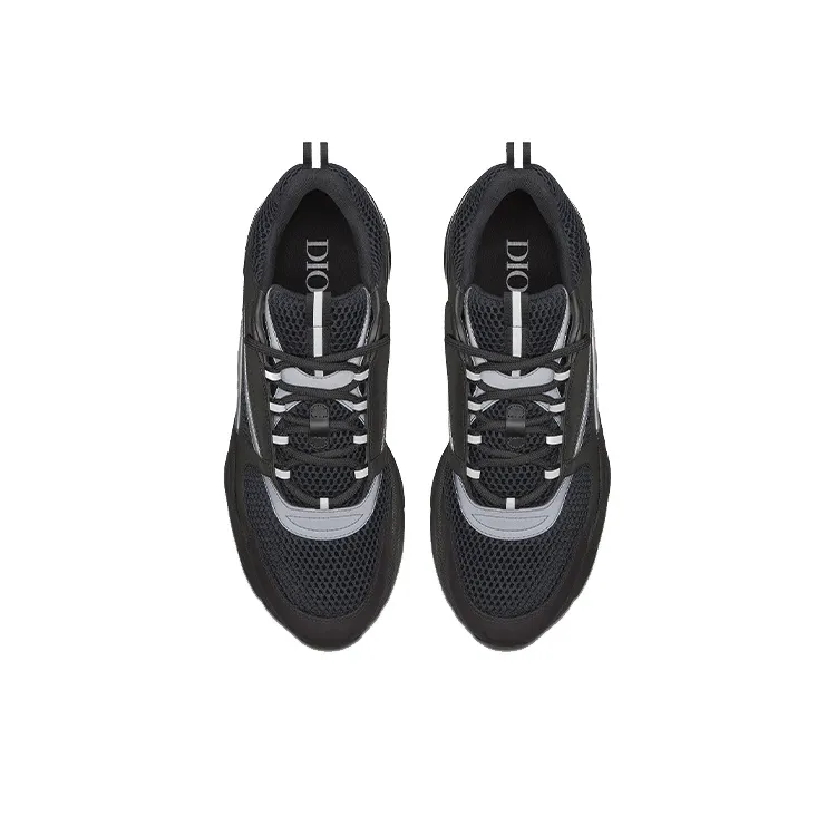 DIOR B22 Men’s Casual Sneakers – Black | Leather & Mesh Upper, Shock-Absorbing, Non-Slip, Durable