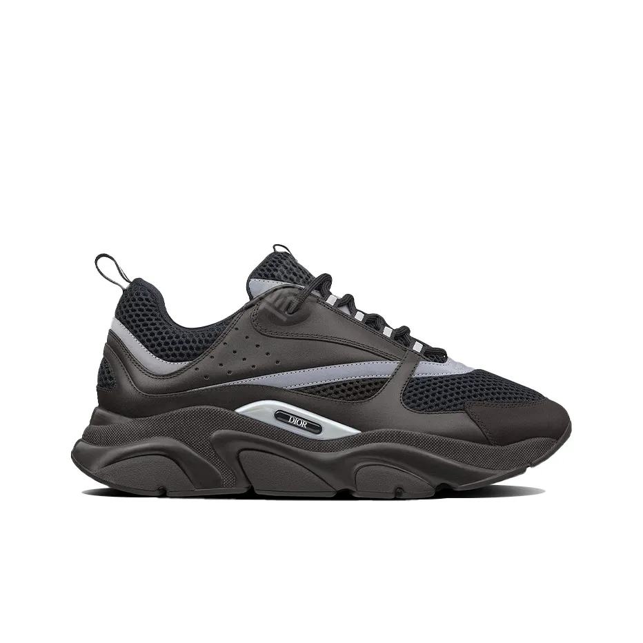 DIOR B22 Men’s Casual Sneakers – Black | Leather & Mesh Upper, Shock-Absorbing, Non-Slip, Durable