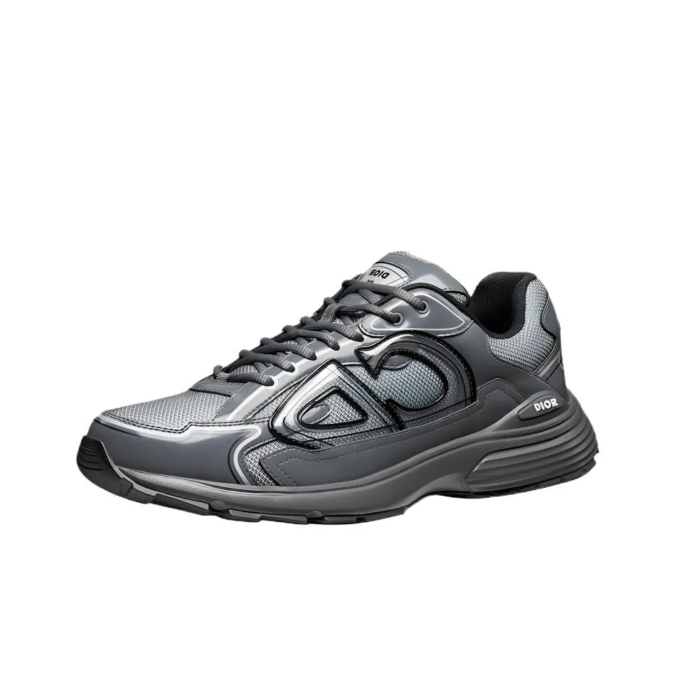 DIOR B30 CD Round-Toe Lace-Up Low-Top Casual Sneaker for Men – Grey