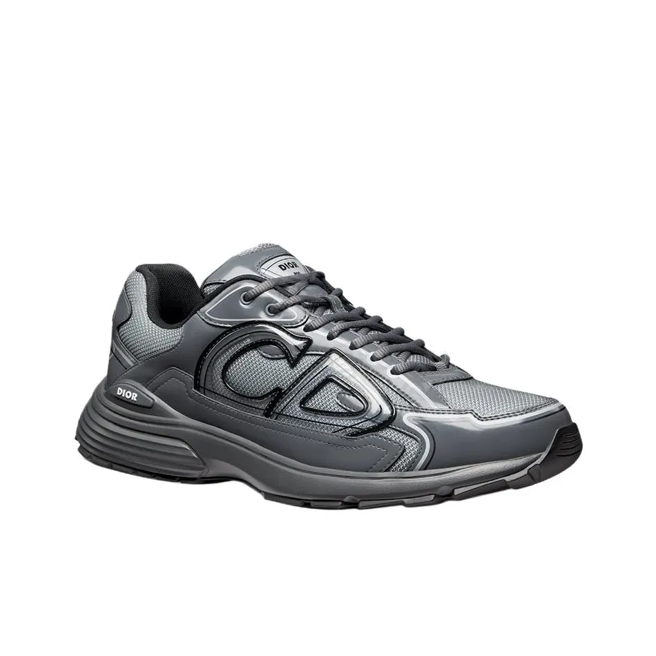 DIOR B30 CD Round-Toe Lace-Up Low-Top Casual Sneaker for Men – Grey