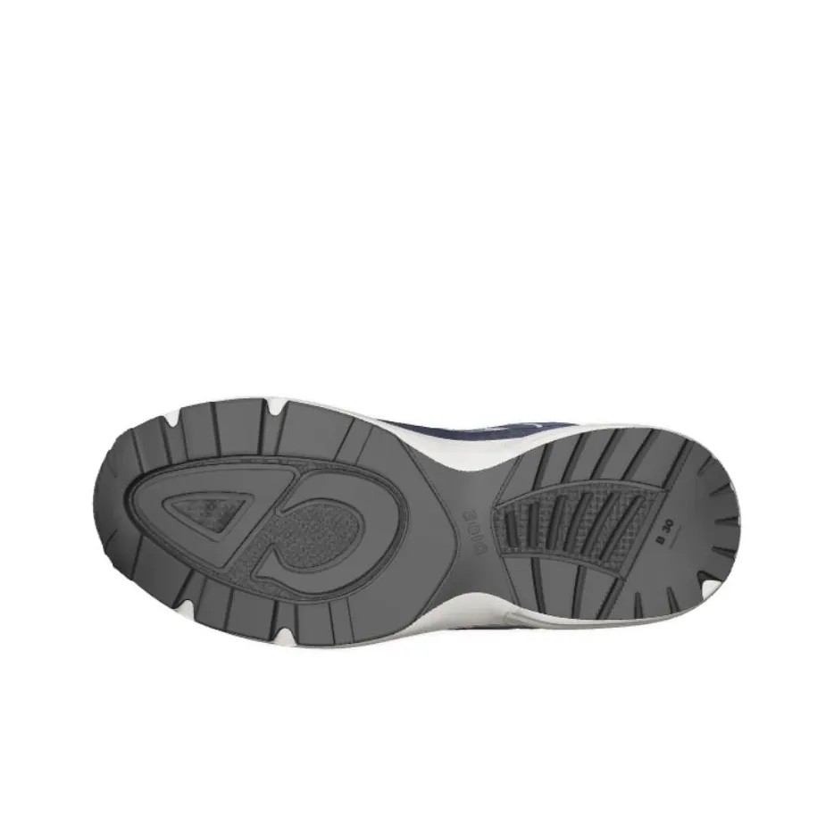 DIOR B30 Mesh Round-Toe Lace-Up Low-Top Casual Sneaker with Side Letter Logo for Men – Blue & White