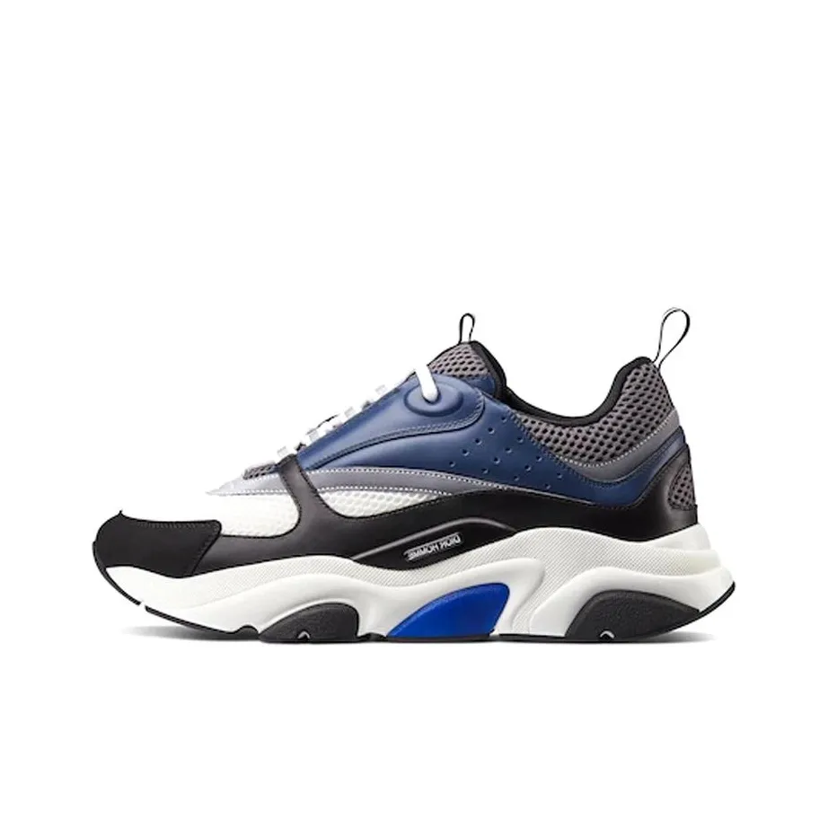 DIOR B22 Men's Sneakers – Blue & Black Mesh Lace-Up Low-Top Athletic Casual Shoes with Shock Absorption