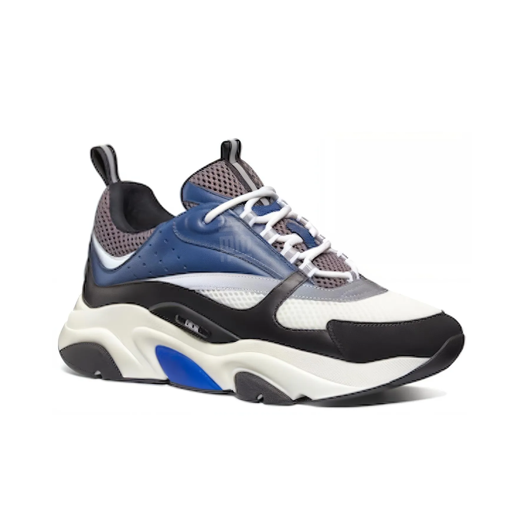 DIOR B22 Men's Sneakers – Blue & Black Mesh Lace-Up Low-Top Athletic Casual Shoes with Shock Absorption