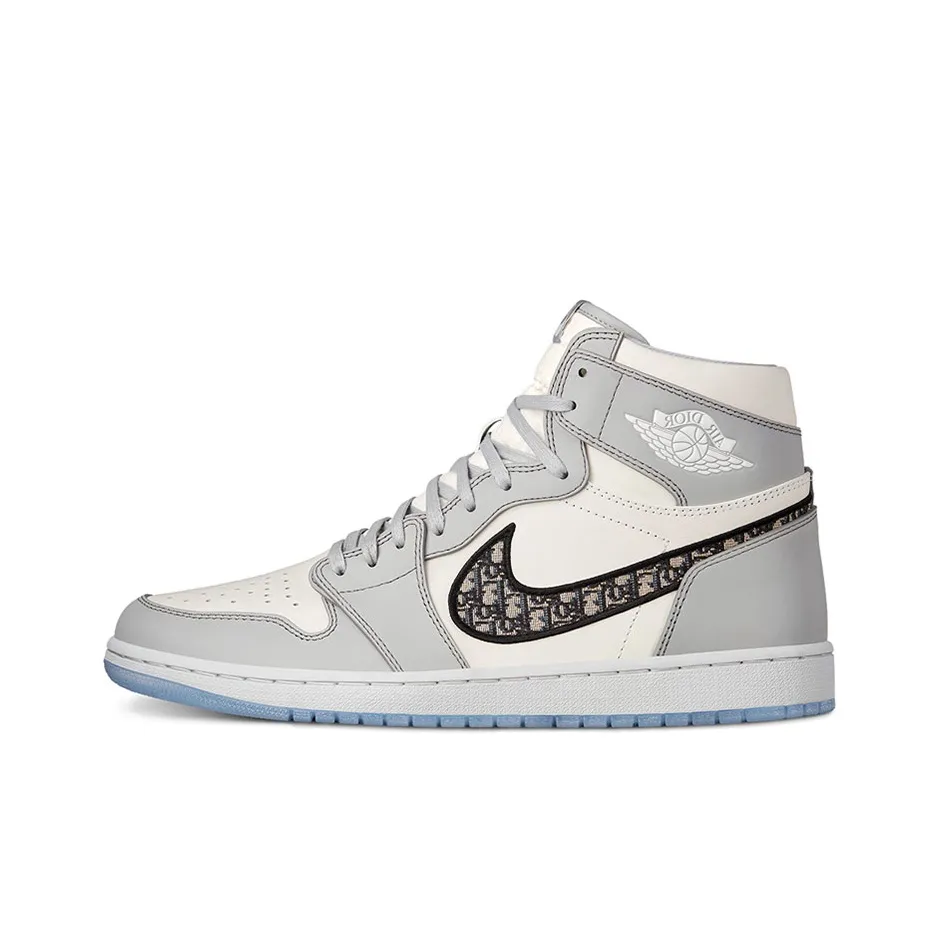 DIOR x Air Jordan 1 High OG 'White/Wolf Grey' – Unisex Retro Basketball Sneakers | Premium Comfort, Iconic Style & High-Top Support