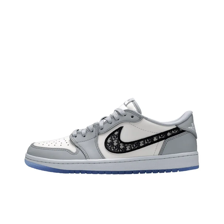 DIOR x Air Jordan 1 Low OG – White & Gray | Unisex Retro Basketball Sneakers | Luxurious, Comfortable & Iconic Style