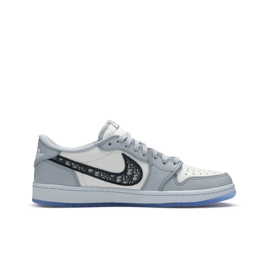 DIOR x Air Jordan 1 Low OG – White & Gray | Unisex Retro Basketball Sneakers | Luxurious, Comfortable & Iconic Style