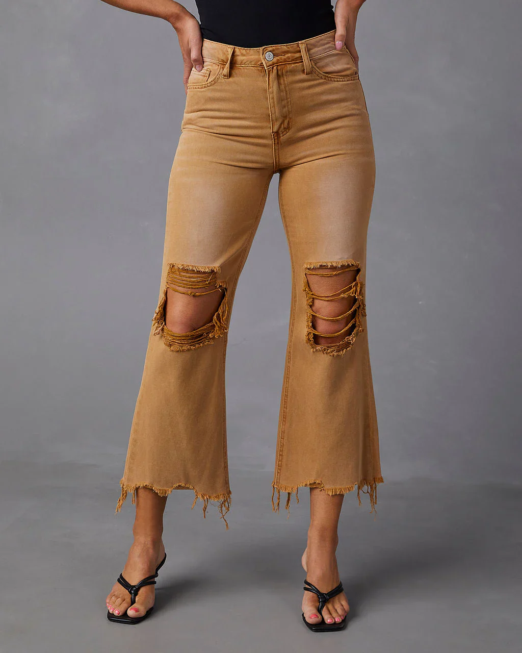 Kate High Rise Distressed Wide Leg Jeans