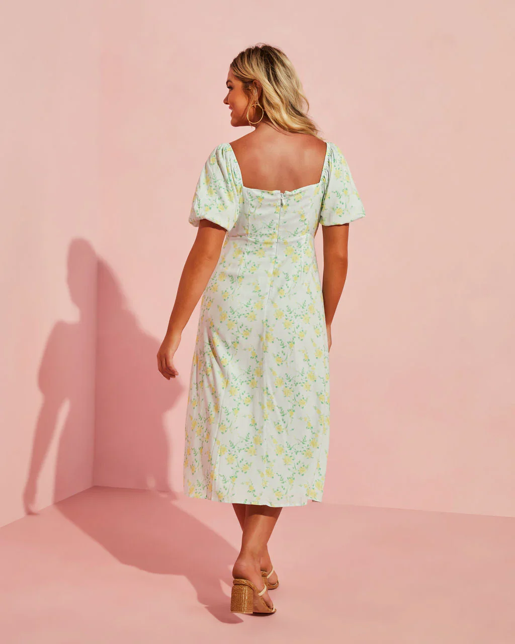 Sunset Sands Bubble Sleeve Cut Out Midi Dress