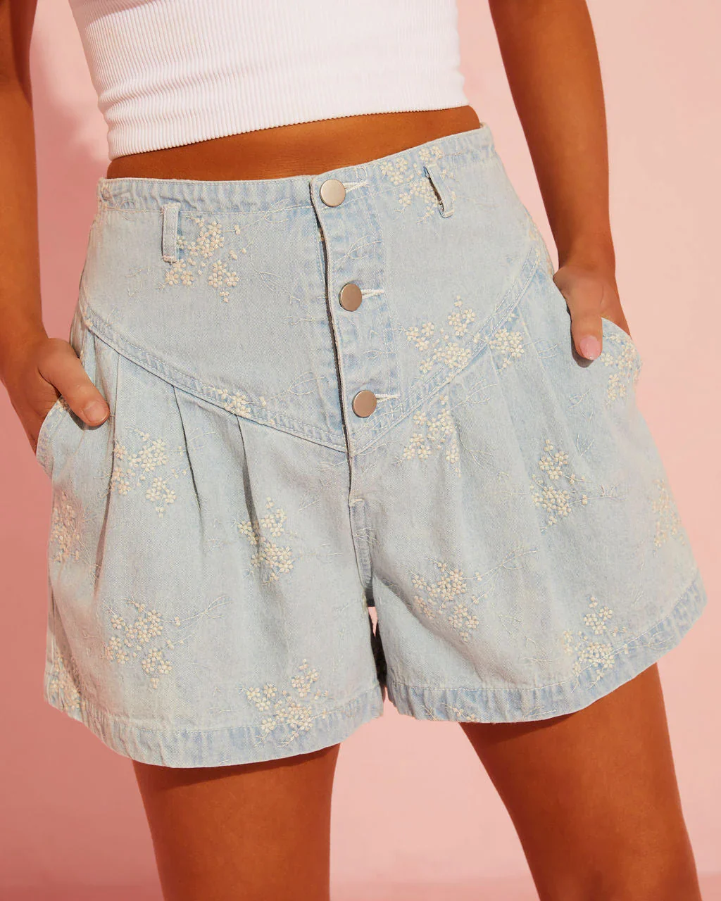 Rayanne High Rise Floral Denim Shorts