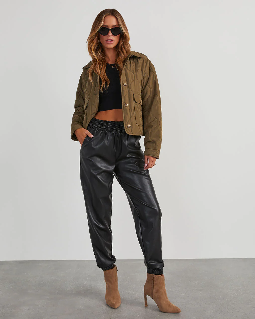 Jamila Faux Leather Joggers