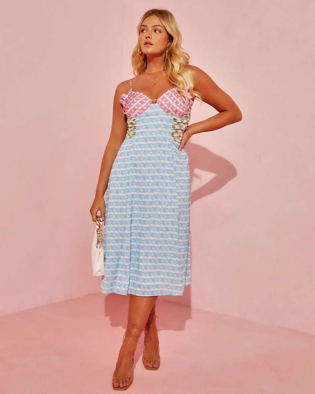 Summer Lover Floral Ruffle Trim Midi Dress