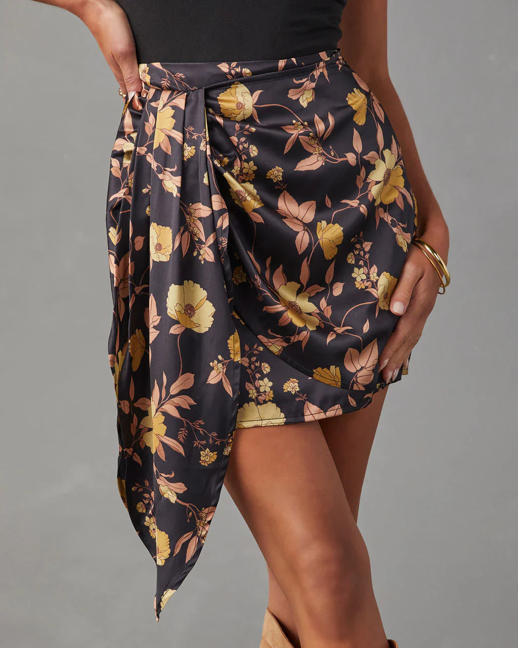Summer City Nights Floral Mini Skirt
