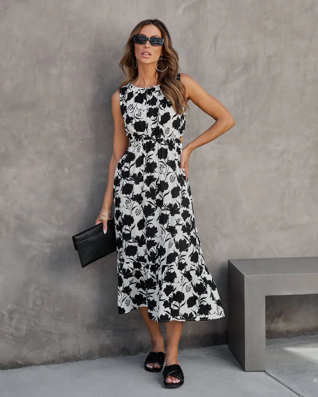 Modern Romance Floral Back Cutout Midi Dress