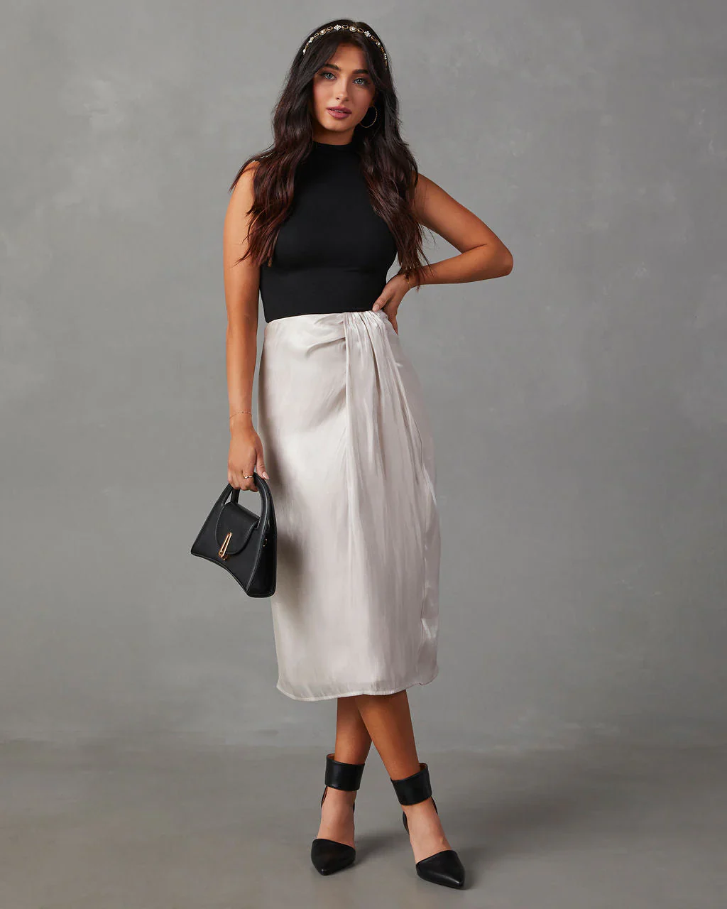 Like Heaven Satin Midi Skirt