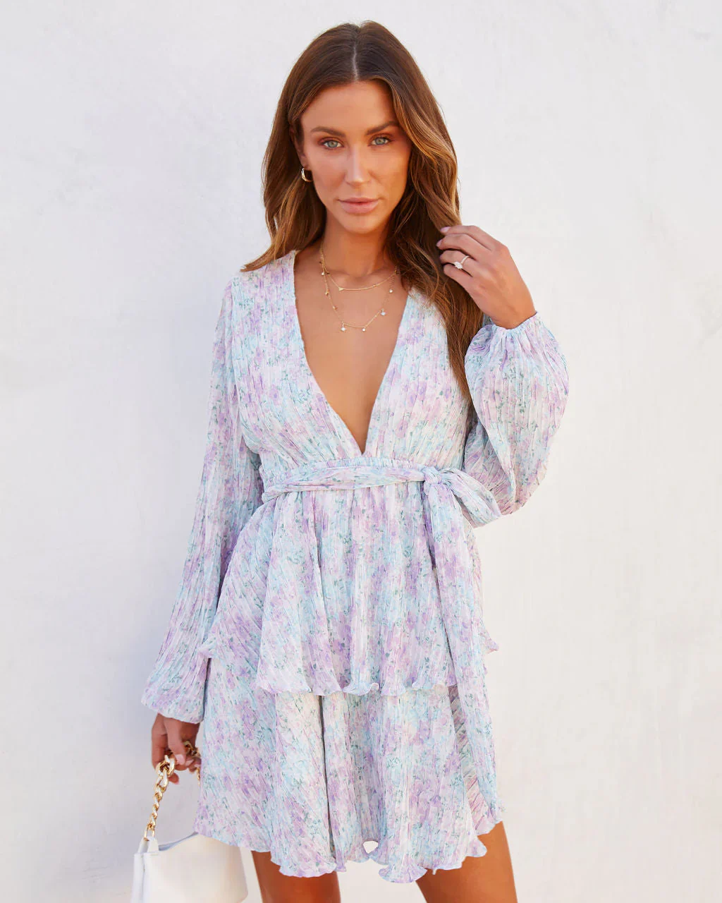 Always True Printed Tiered Mini Dress