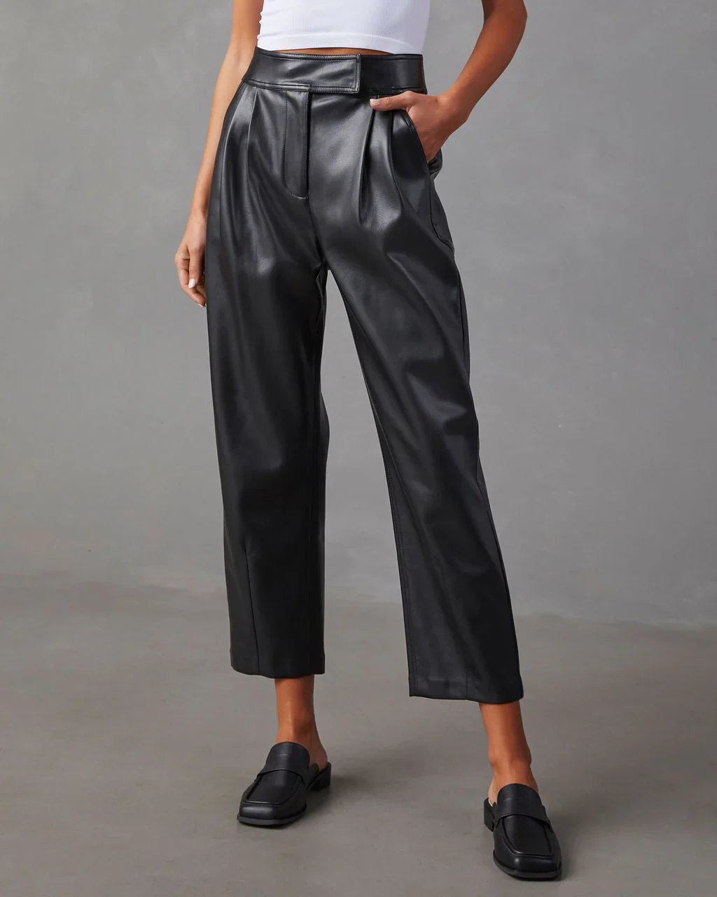 Amerie Cropped Faux Leather Pants