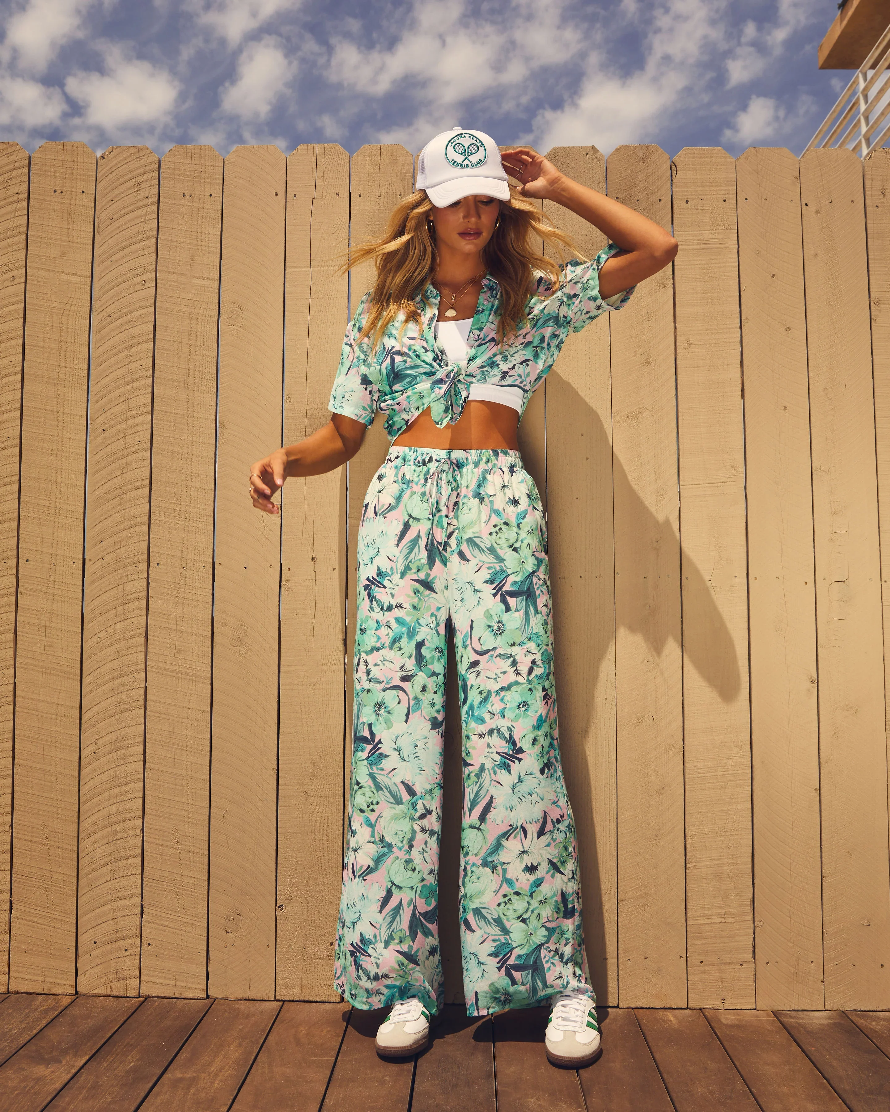 Clearwater Tropical Print Drawstring Wide Leg Pant