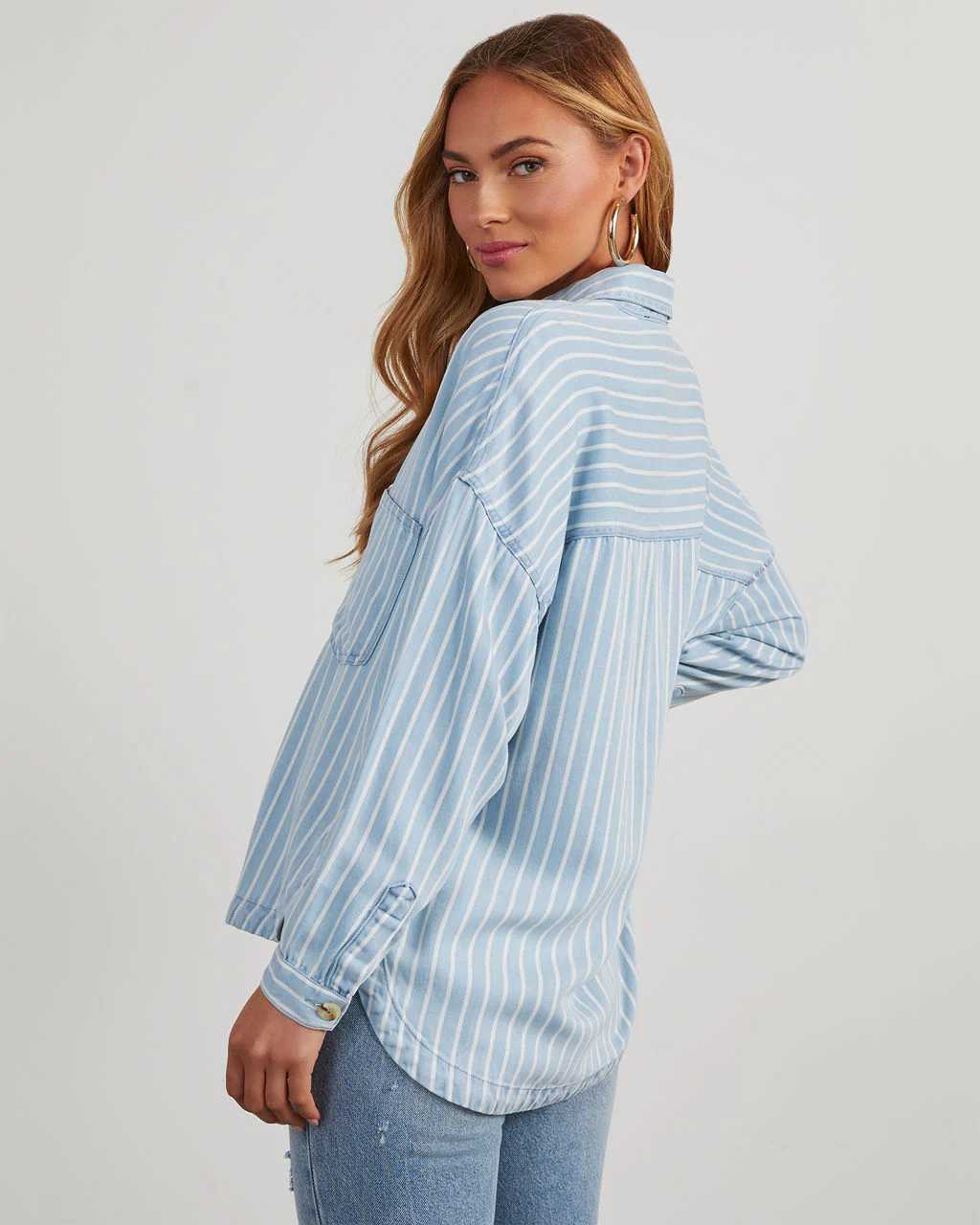 Malene Striped Chambray Top