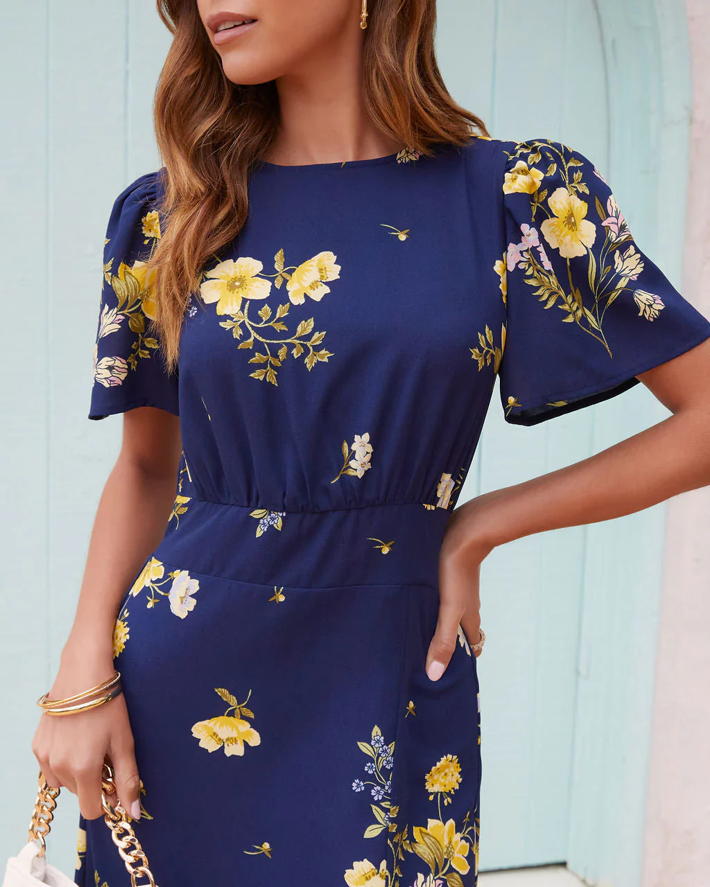 Jada Floral Slit Midi Dress