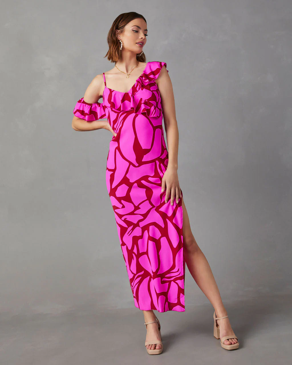 Tallula One Shoulder Ruffled Maxi Dress