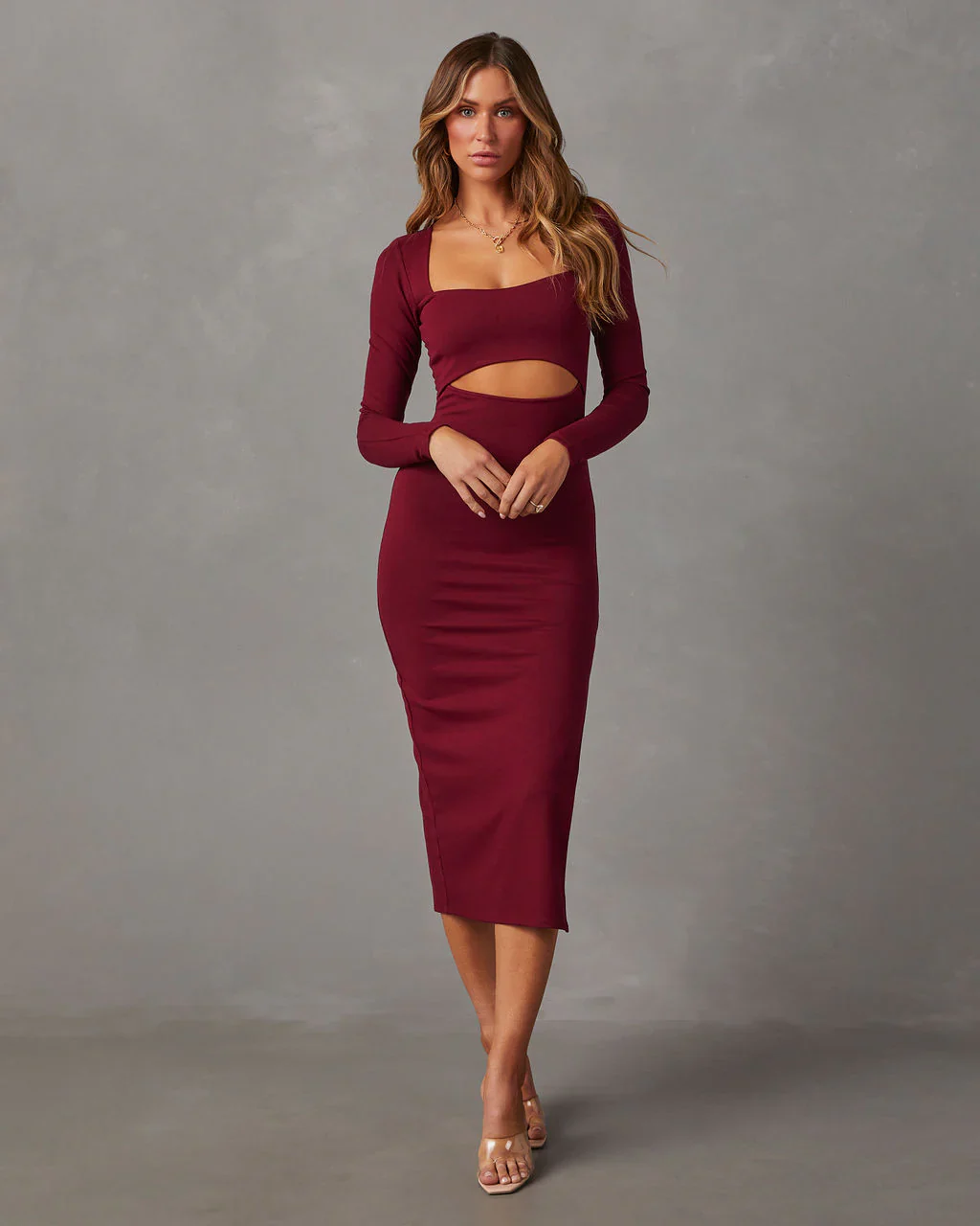 Giselle Cutout Long Sleeve Midi Dress