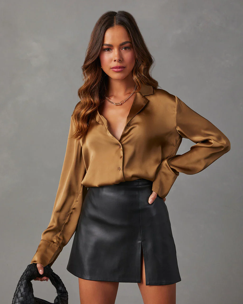 Ellery Satin Button Down Top