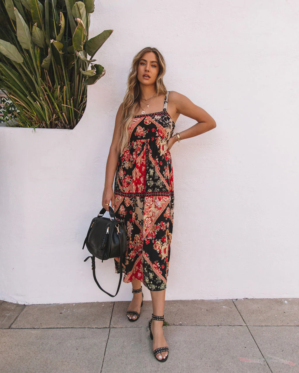 Neverland Tie Back Printed Midi Dress