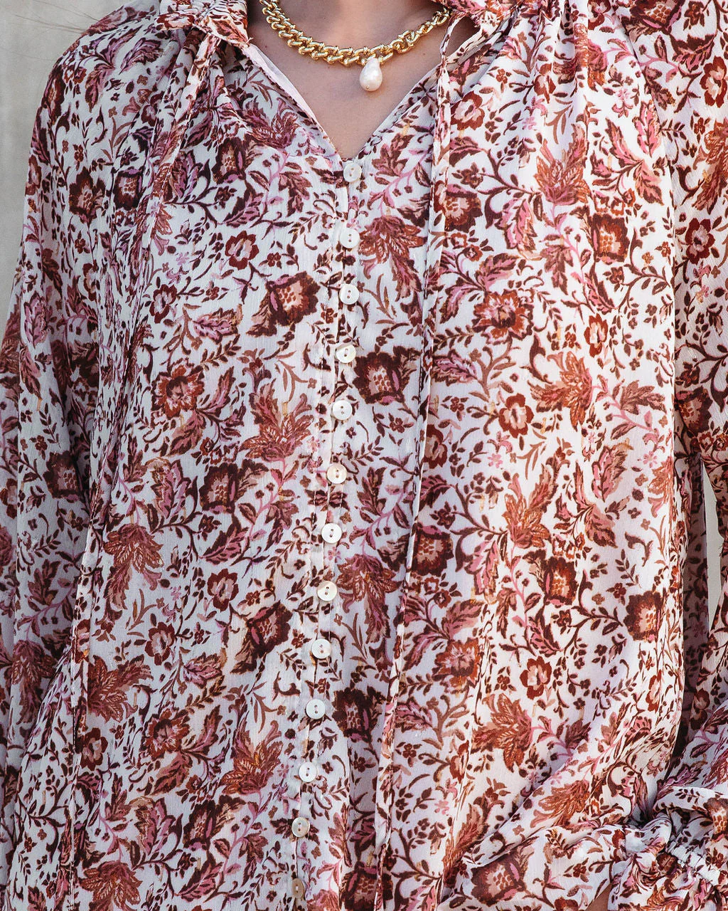 Sahara Printed Ruffle Long Sleeve Top