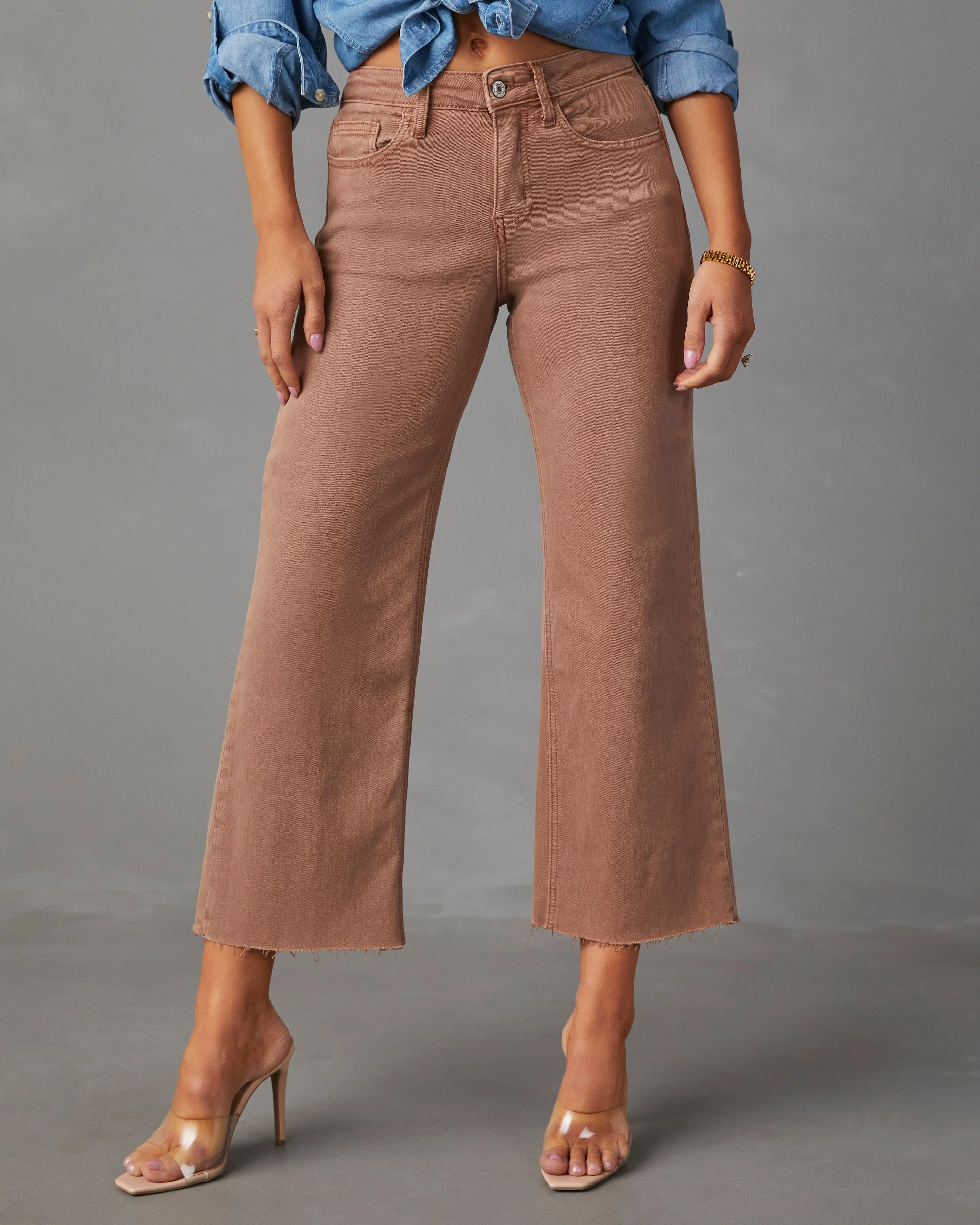 Beckley Mid Rise Wide Leg Cropped Jeans