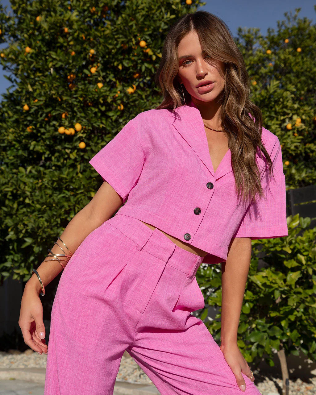 Kamilla Button Front Crop Top