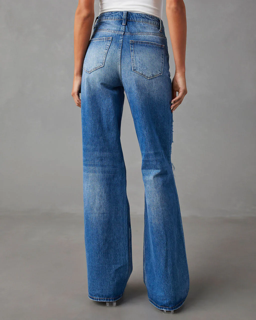 Steinem Distressed Wide Leg Jeans