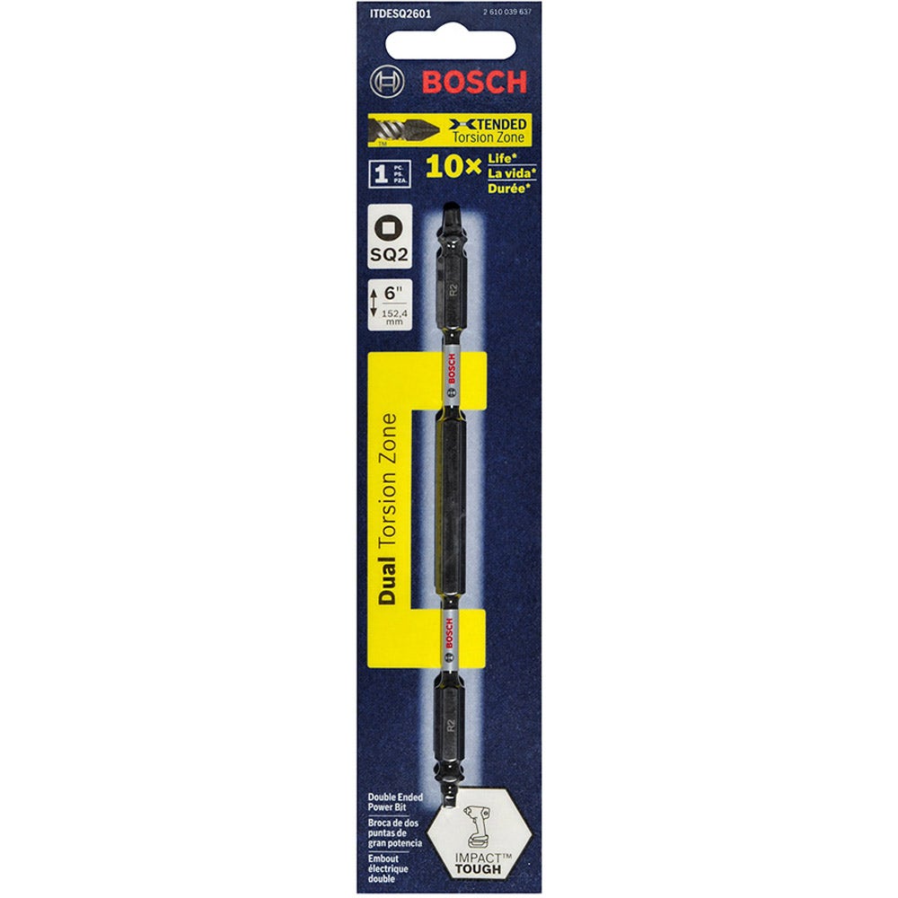 BOSCH R2 x 150mm Robertson/Square Double-Ended Power Screwdriver Bit - IMPACT TOUGH