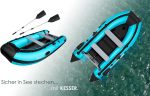 KESSER® Inflatable Boat 3.20 m for 4 People - Wave Motor Suitable Leisure Boat Paddle Boat Motor Boat Fishing Boat - with 2 Benches - Aluminium Base Paddle Pump Repair Kit & Bag Inflatable PVC