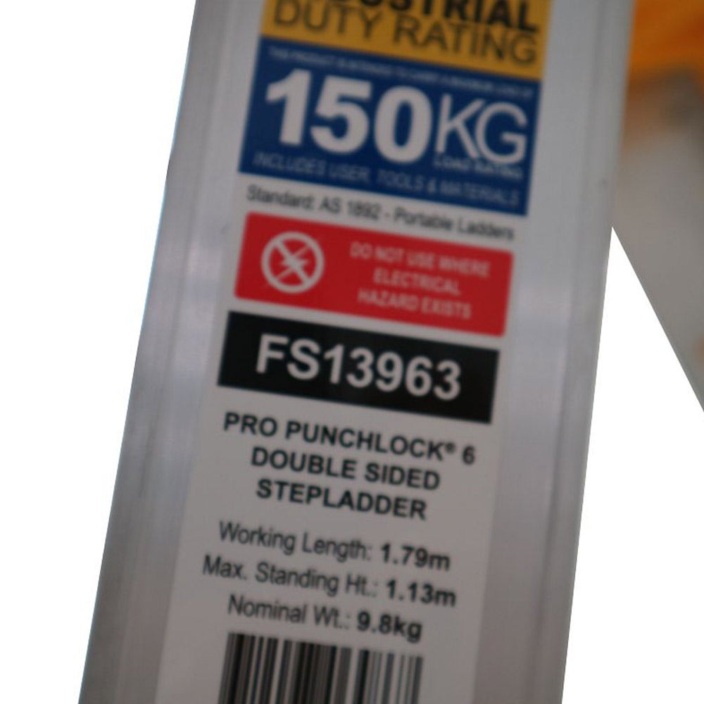 BAILEY 1.8m 150kg Step 6 Pro Aluminium Double Sided Ladder FS13963