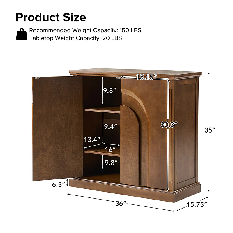 Lorenz 35 Tall 2 - Door Accent Cabinet With Adjustable Shelves
