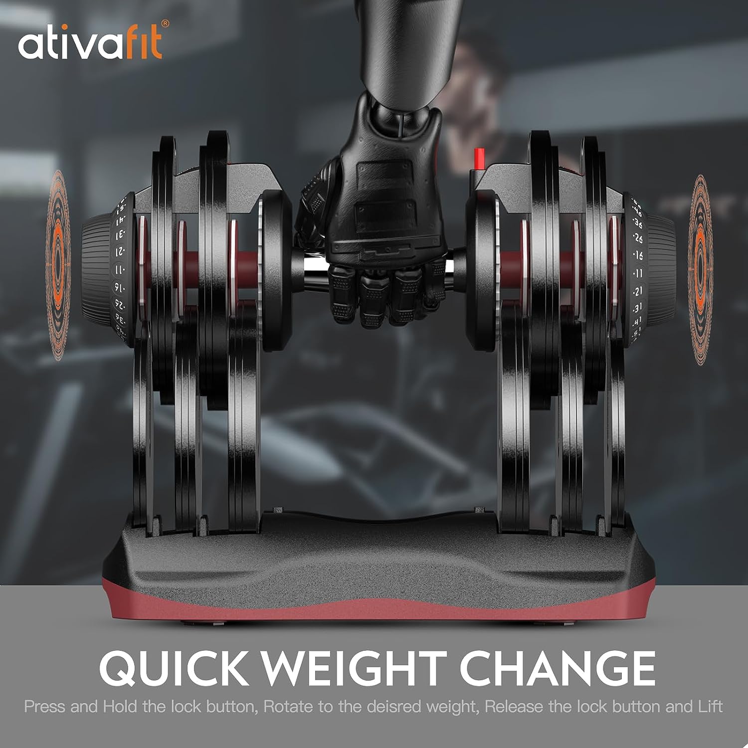 ATIVAFIT Adjustable Dumbbell Set 44LBS Pair/ 66LBS Pair Dumbbell Free Weights Dumbbell Multiweight Options for Men Women Full Body Workout Fitness Home Gym