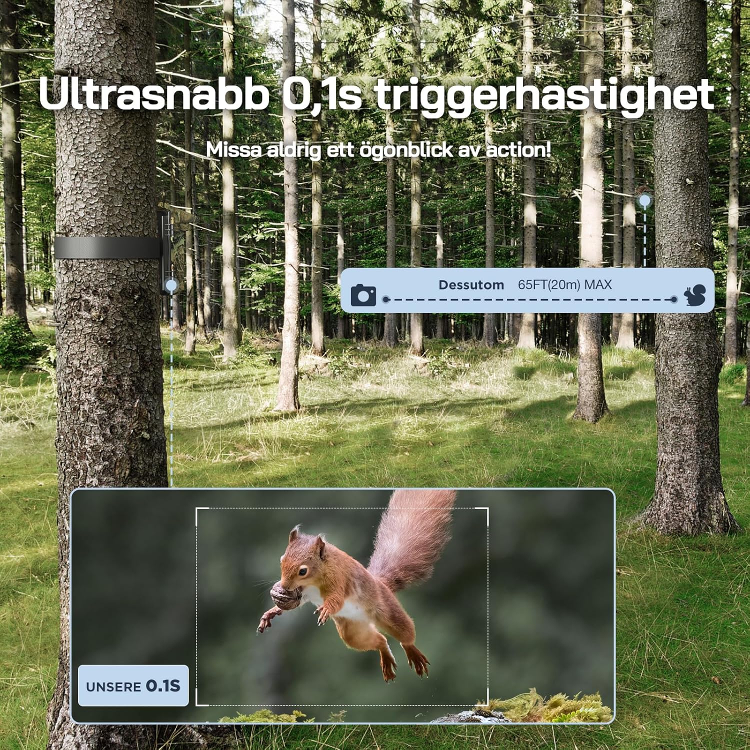 WOLFANG Wildlife Solar Camera 4K 30fps 46MP, WiFi Bluetooth Track Camera with Night Vision Motion Activated 0.1s Trigger Time IP66 Waterproof Gaming Camera for Wildlife Surveillance Micro