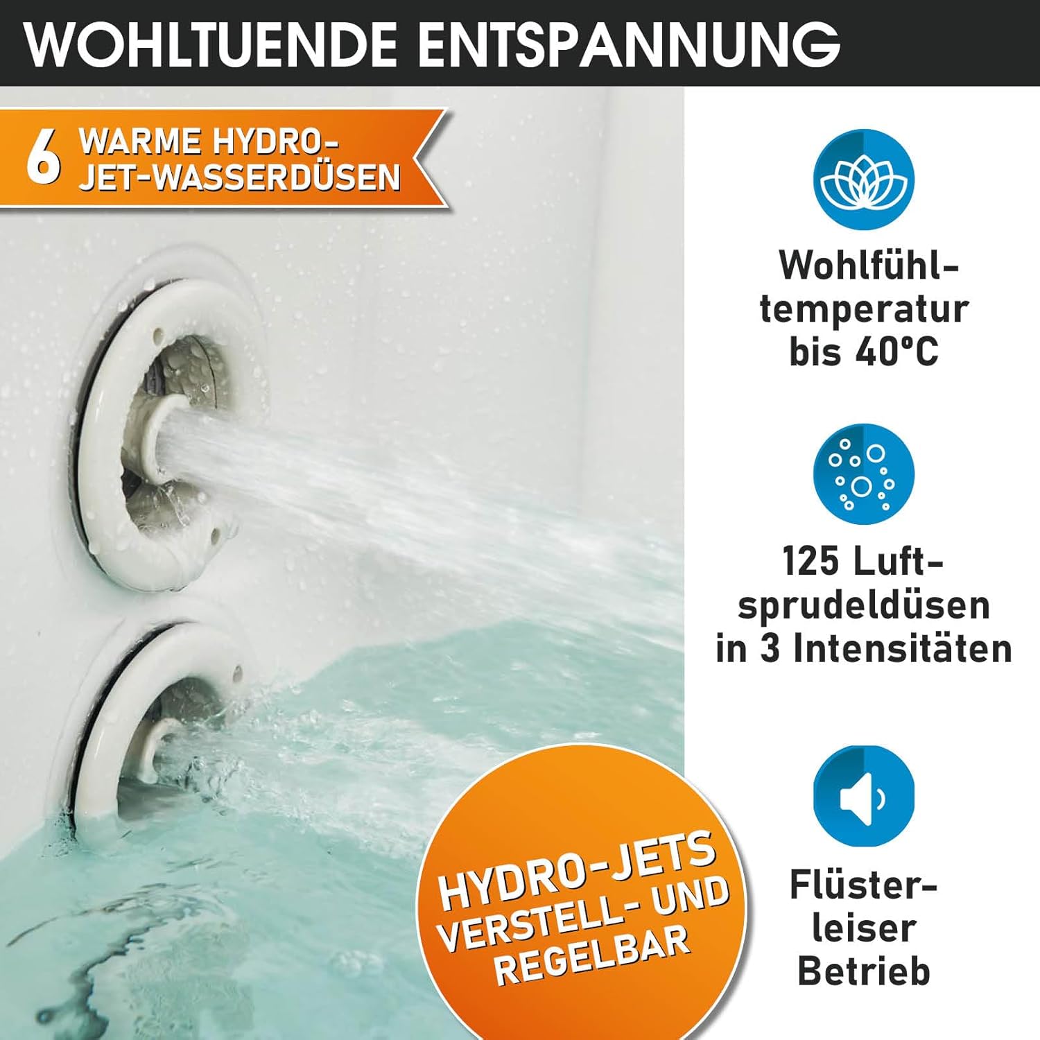 BRAST® MSpa Inflatable Whirlpool, 4-8 People, Many Models, Round and Square, Diameter 125-224 cm