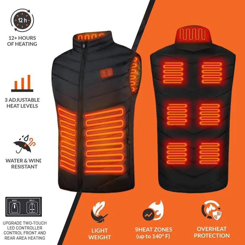 2023 Updated Version Two-touch 15Heat Zones LED Controller Heated Vest For Men & Women With Battery Pack