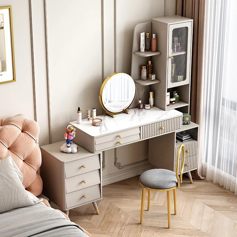 Modern Minimalist Dresser with Retractable Makeup Table – Luxury Bedroom Dressing Table