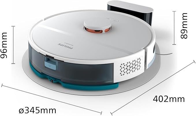 Philips HomeRun 2000 Series: 2-in-1 robot vacuum cleaner and mop, suction power 2700 Pa, run time 130 minutes, laser navigation, carpet enhancement, app control, white (XU2000/20)